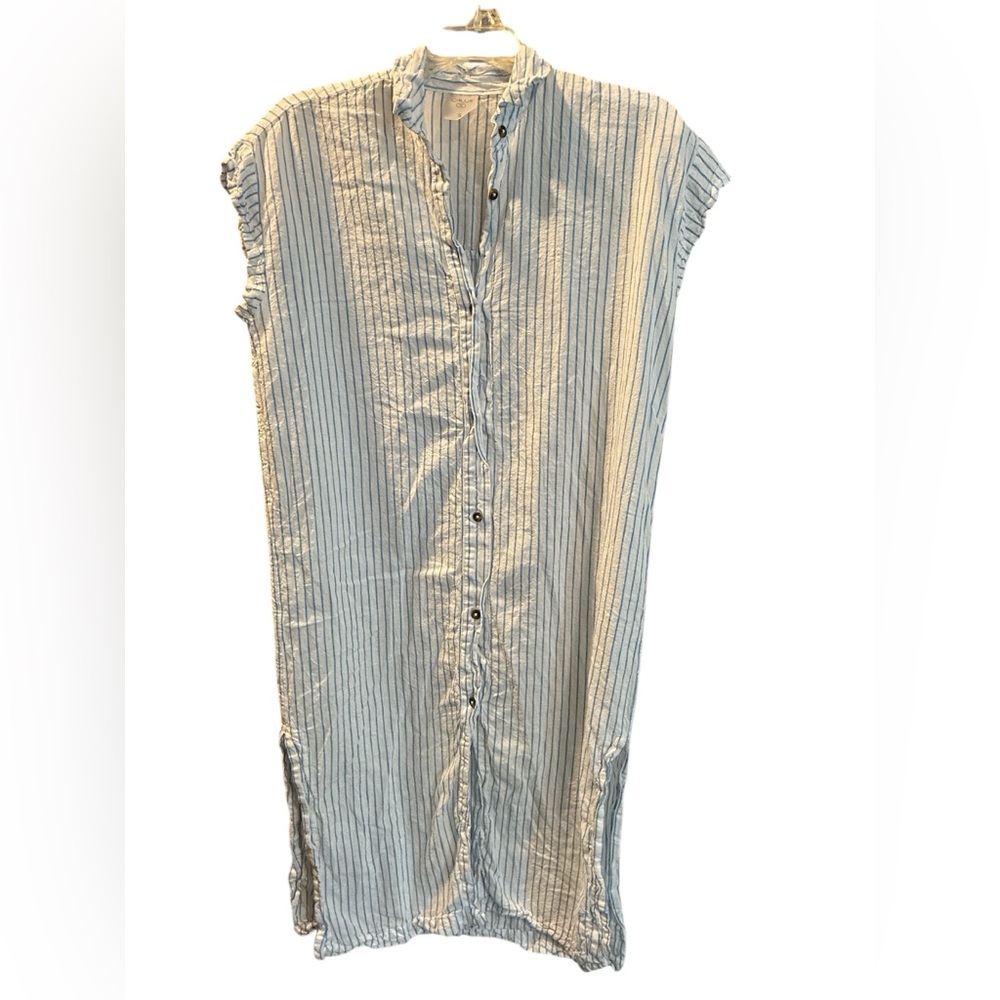 CALIA by Carrie Underwood Blue & White Striped Swim Coverup. Linen blend. Sz Sm.